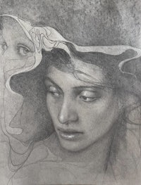 a drawing of a woman with long hair